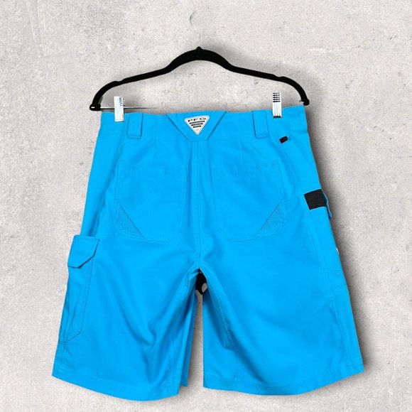 Columbia Mens Cargo Short Size 30 x10 Blue UPF 50 Sun Protect Omni Shield /Shade - Picture 2 of 12